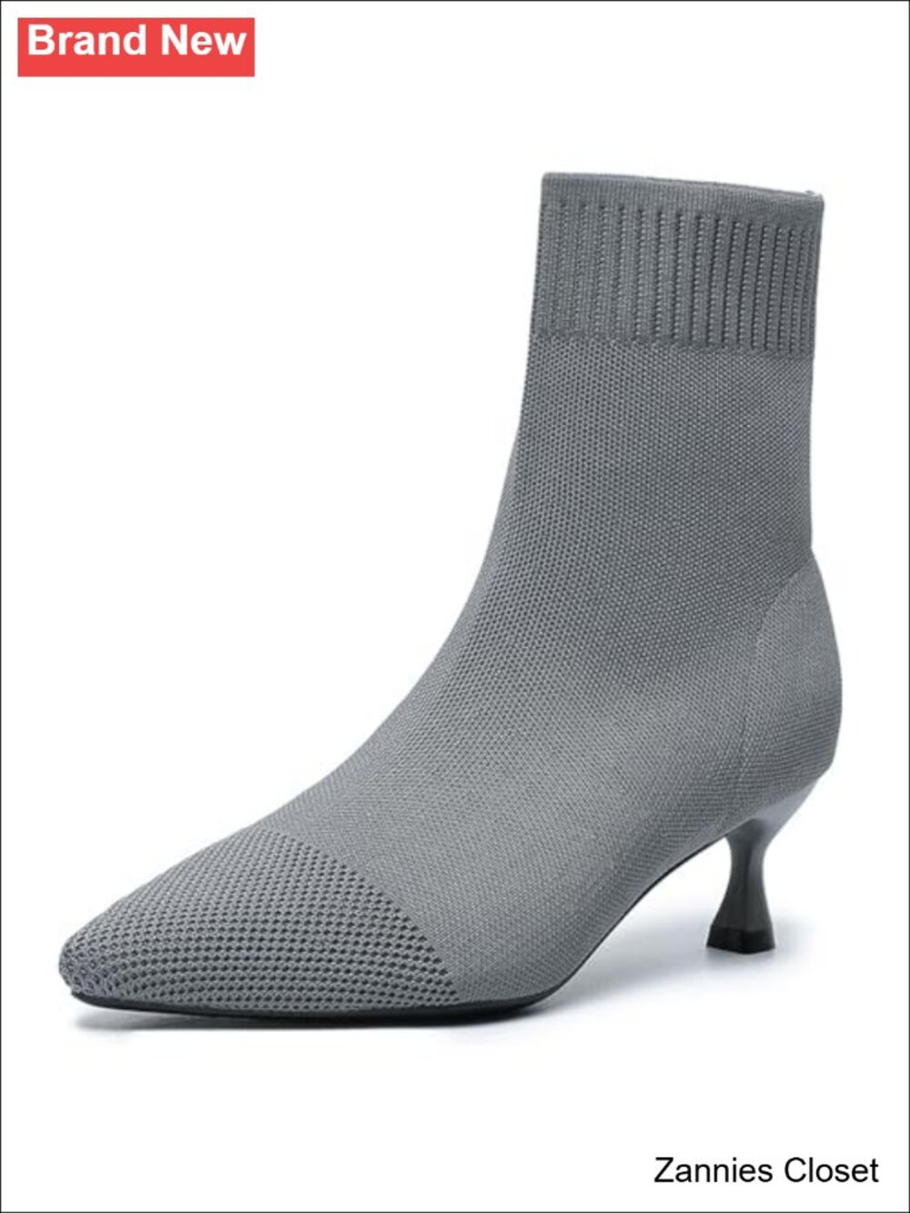 ✨ Pointed Toe Stiletto Heel Ankle Boots Stretch Knit Sock Booties